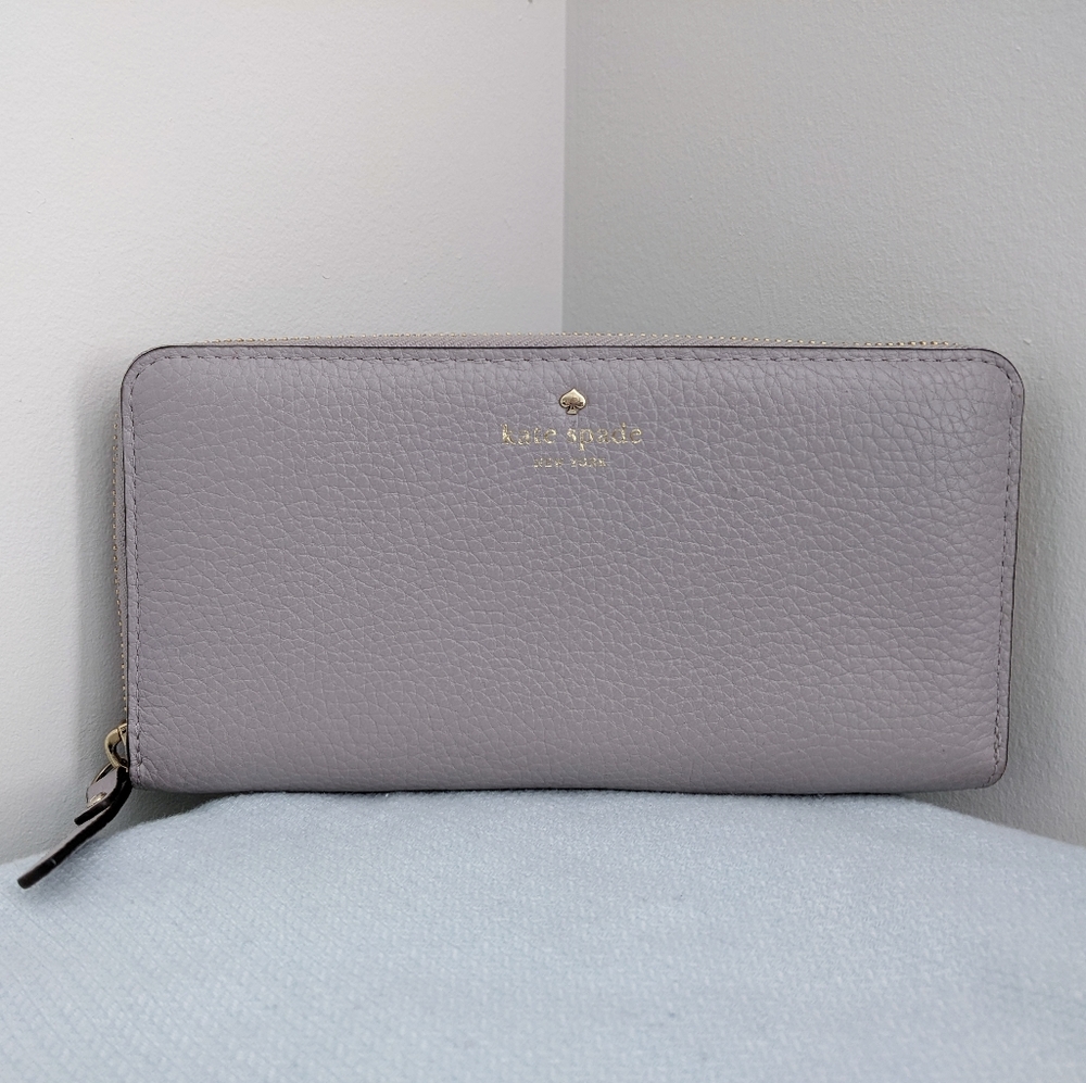 kate spade ♠️ Pebbled Leather Zip Continental Wallet